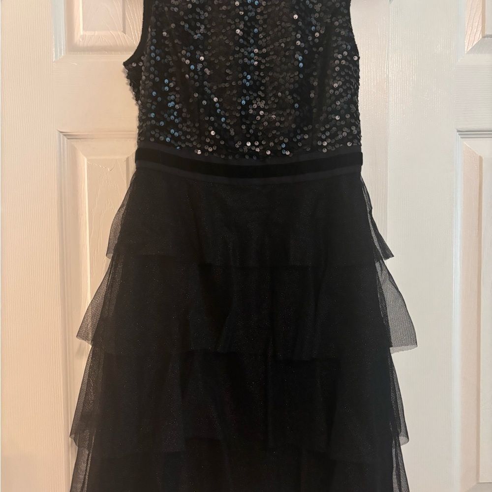 Black Sequin Tiered Cocktail Dress